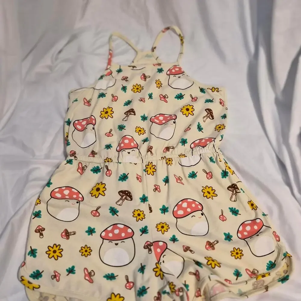 Official Squishmallows Malcolm the Mushroom Romper Kids Girl’s Large Pajamas